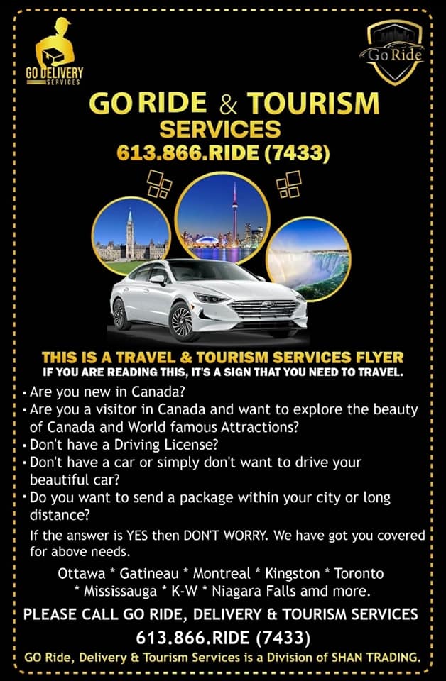 GO RIDE, Delivery & Tourism Services | Ottawa ON