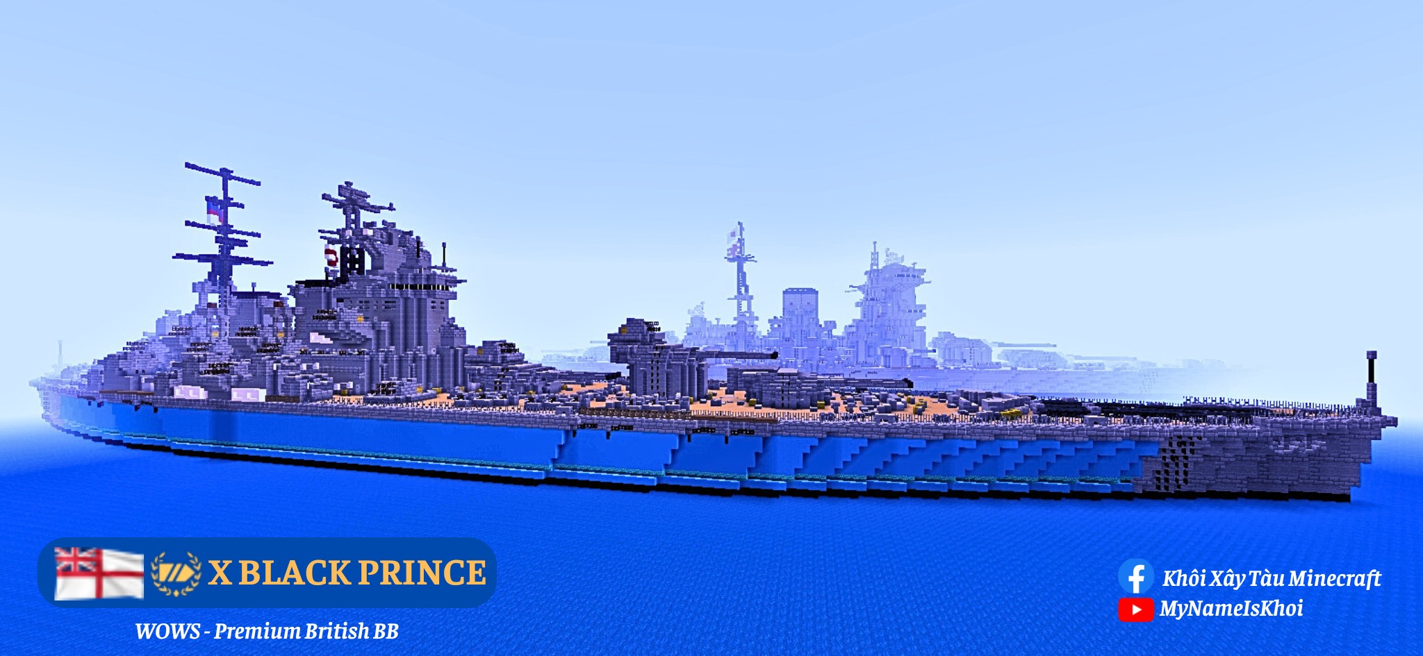 Minecraft model of British warships Black Prince and Lionheart