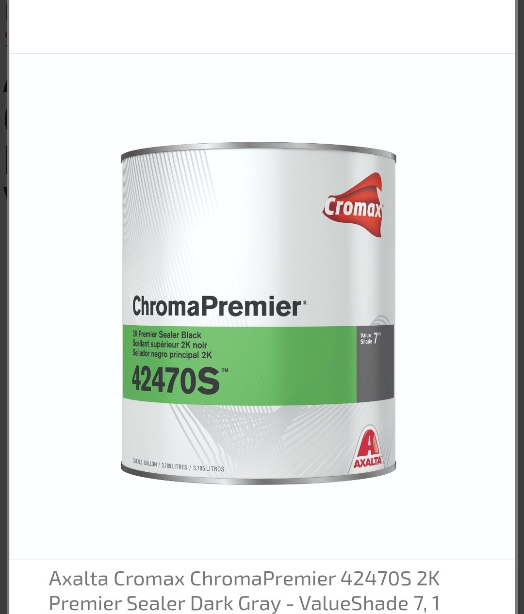 Axalta ChromaPremier Pro 44470S 2K Premier Sealer Dark Gray