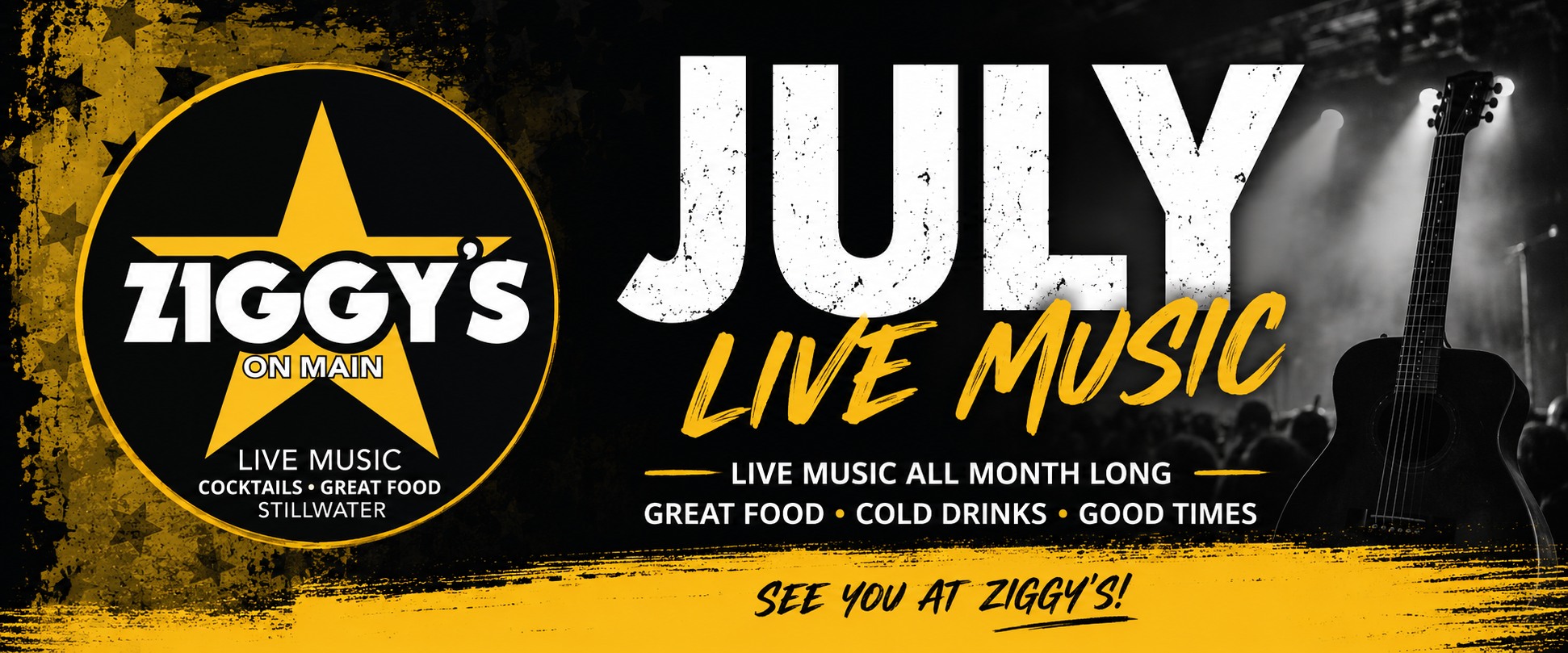 Live music at Ziggy's on Main in July