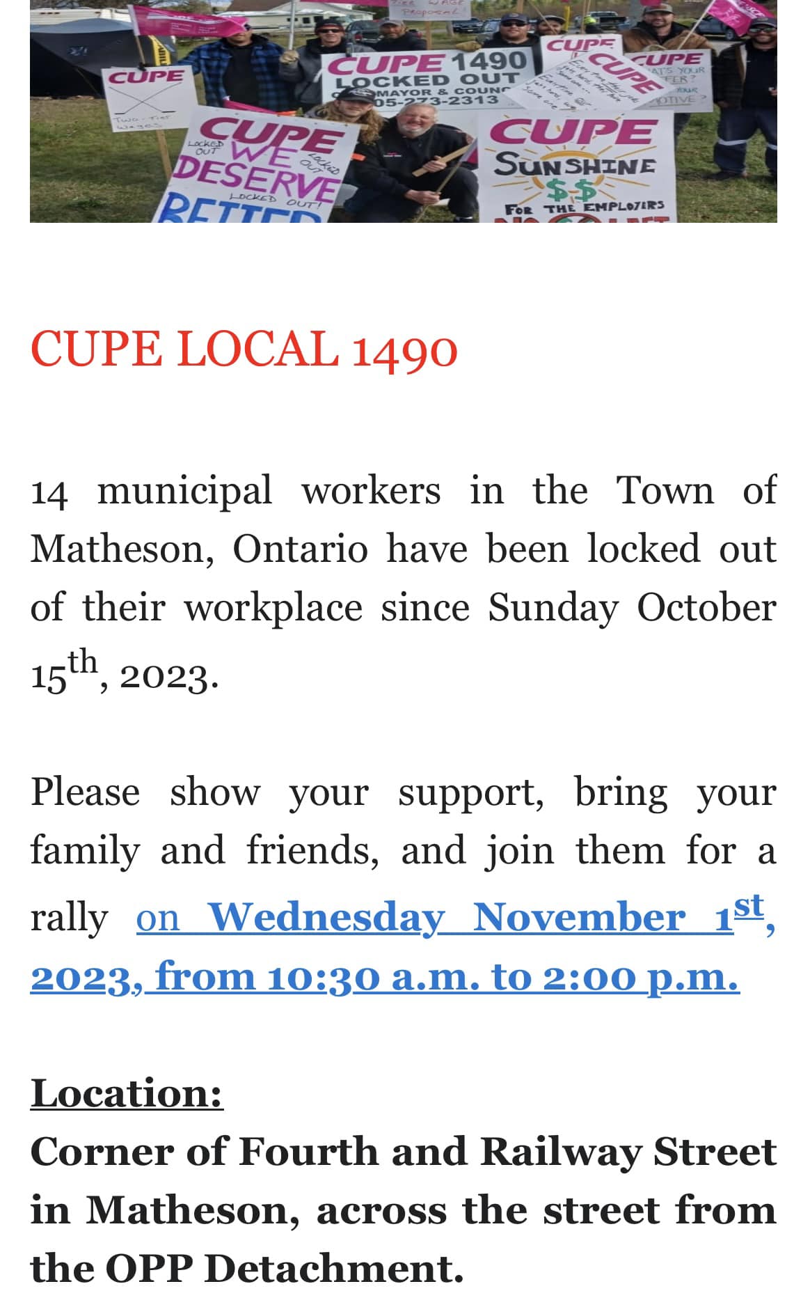 Cupe Local 71 - Support Town of Cochrane Employees | Cochrane ON