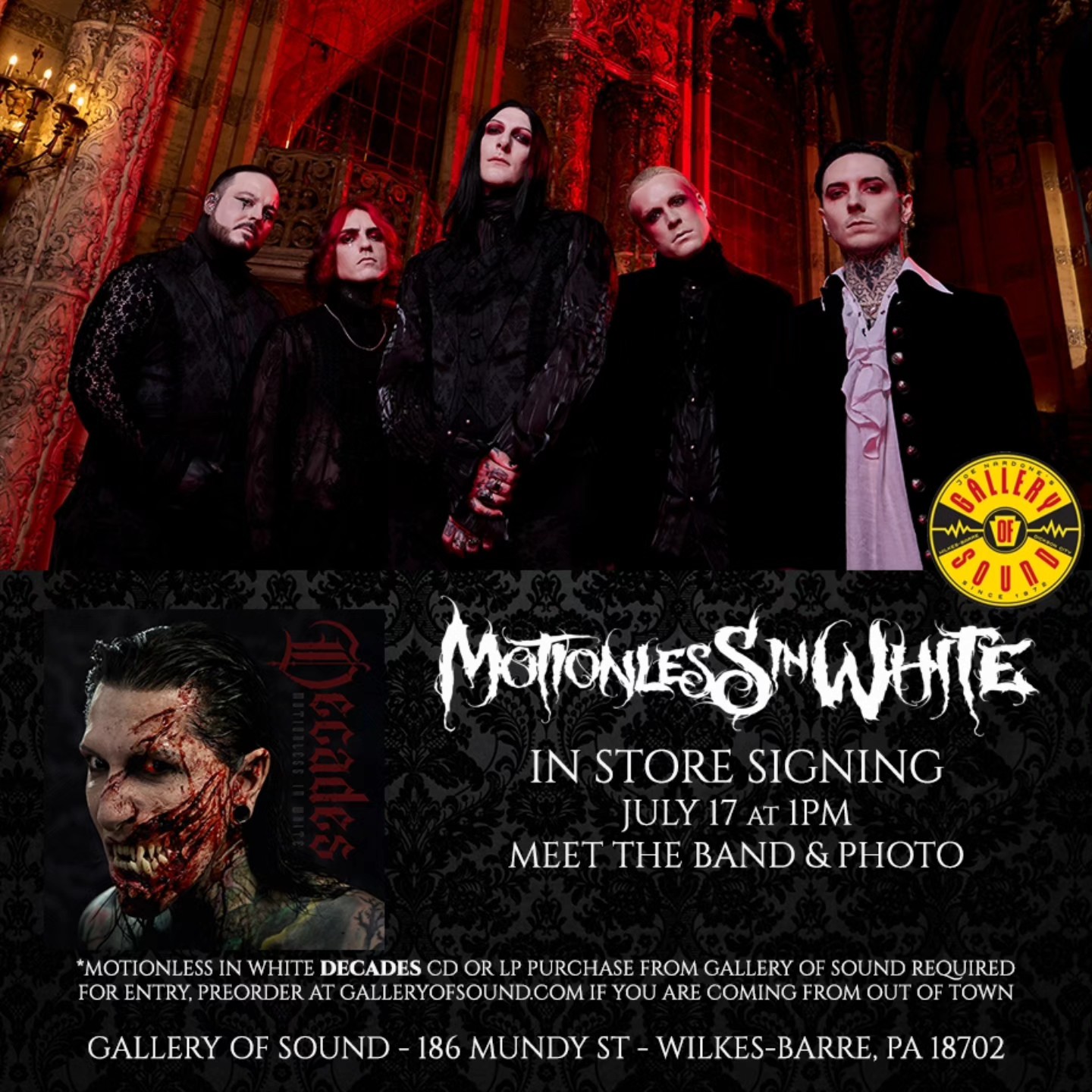 Motionless in White in-store event at Gallery of Sound