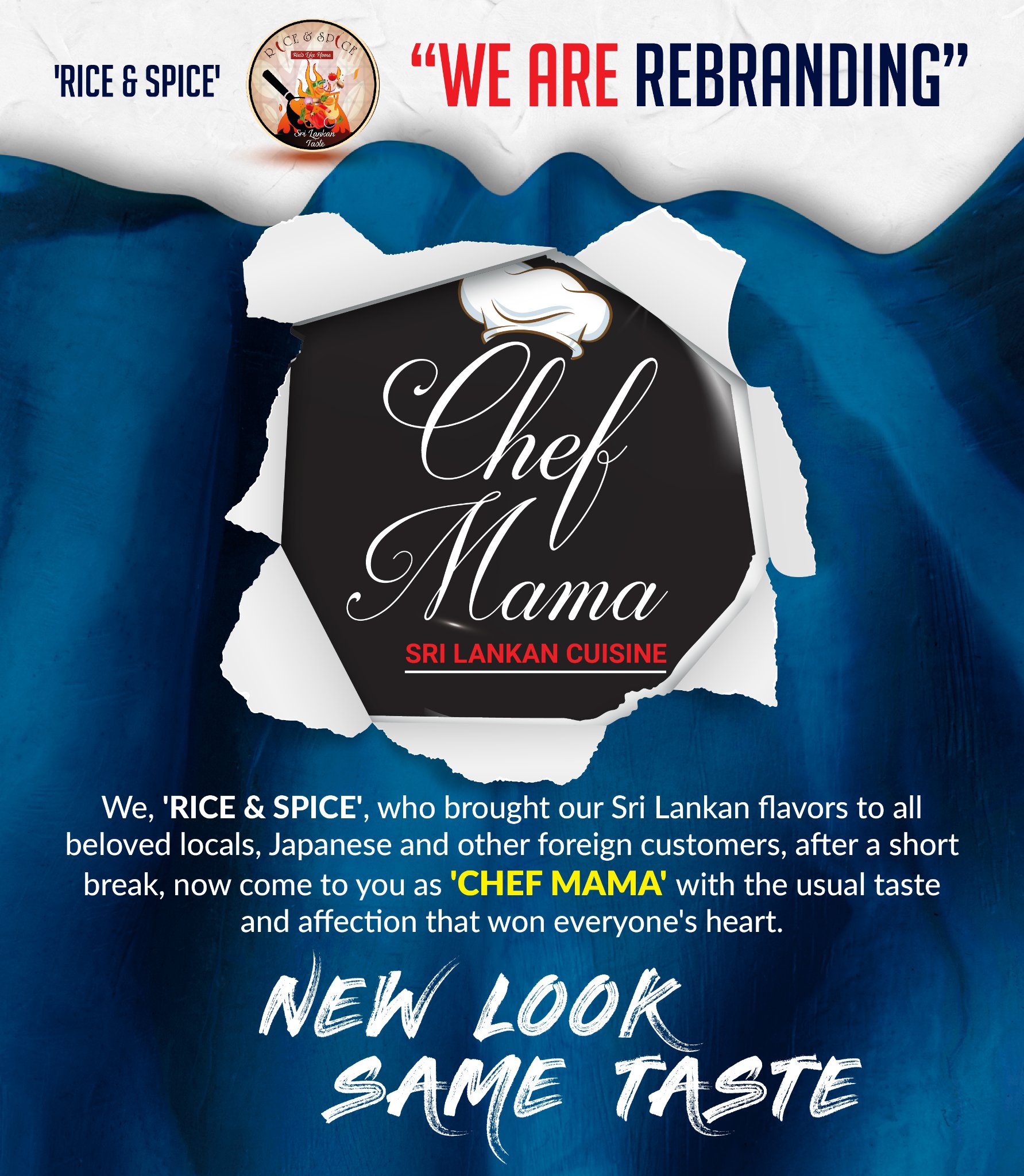 CHEF MAMA - SPECIAL ANNOUNCEMENT 🇱🇰🇯🇵 We, 'Rice & Spice',...