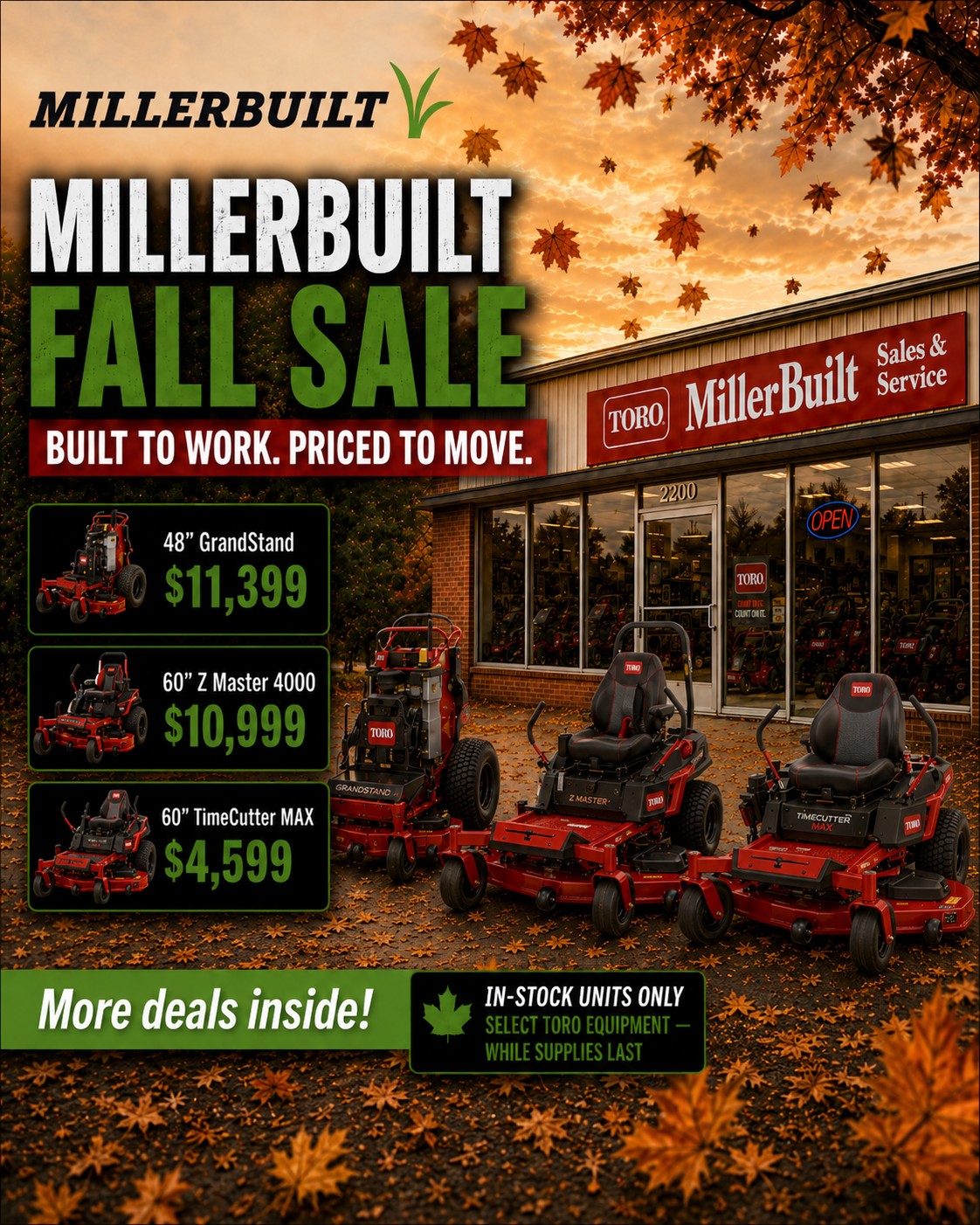 The MillerBuilt Fall Sale is ON! We've reduced pricing on select