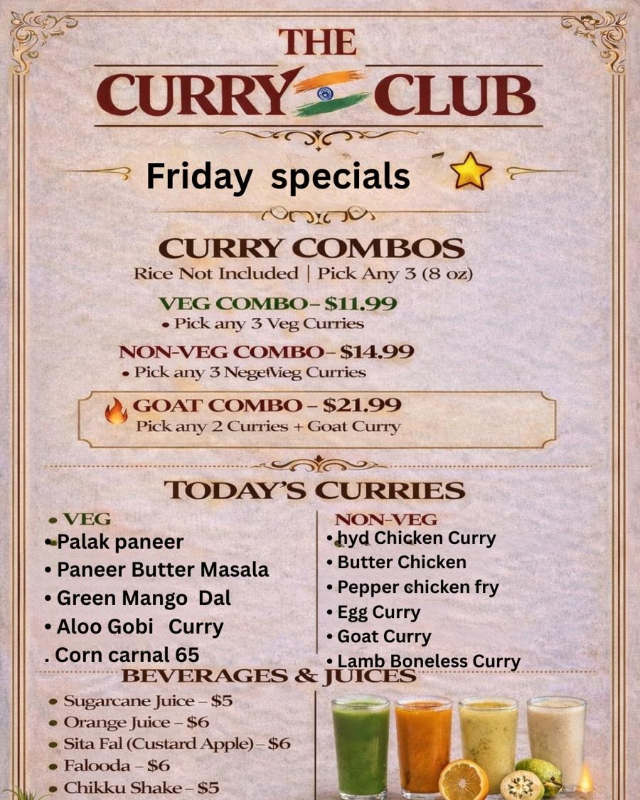 The Curry Club - ⭐ Friday Specials at The Curry Club! ⭐... | Facebook