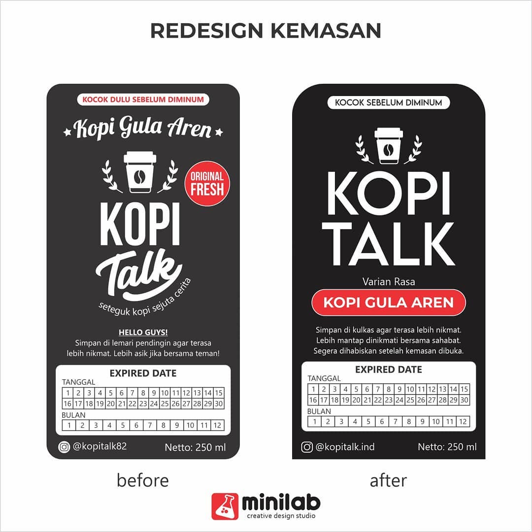 Minilab - Layout redesign label kemasan minuman kopi botolan @kopitalk ...