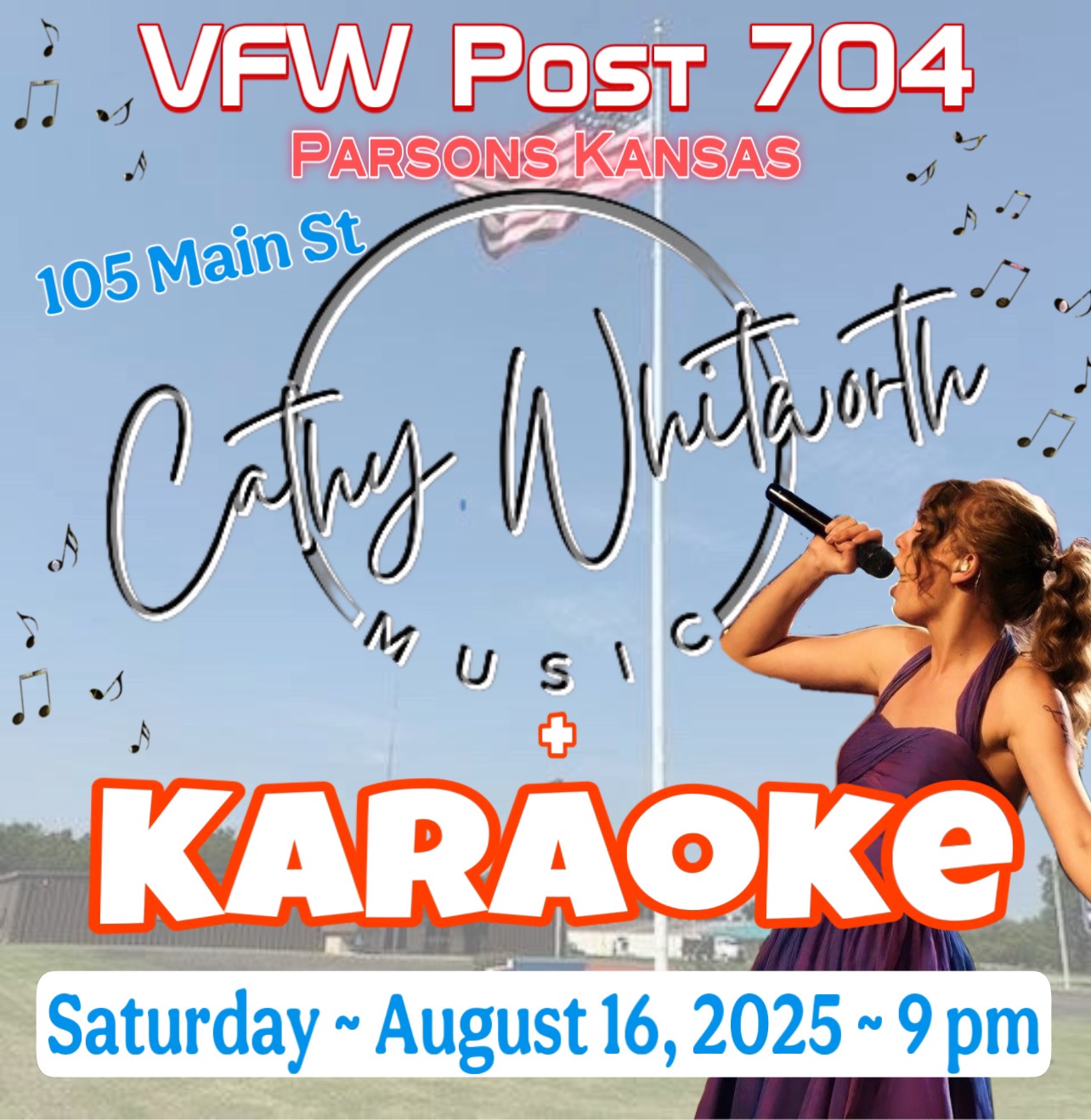 Cathy Whitworth Music + Karaoke at the VFW Post 704 ~ Parsons