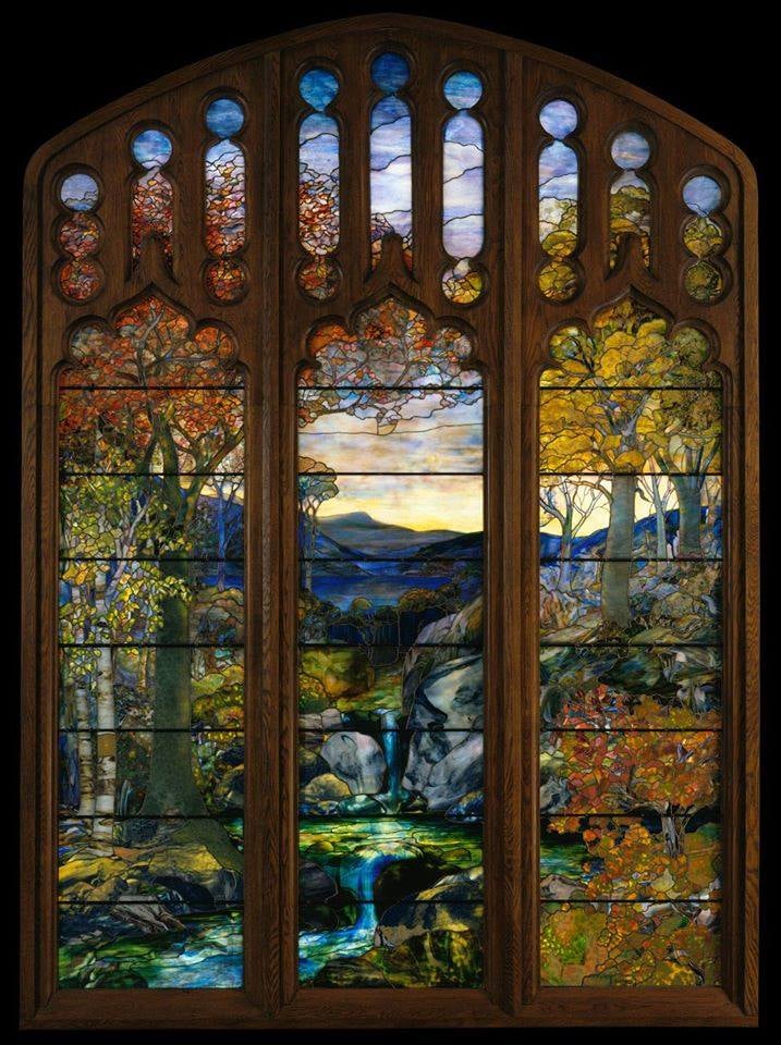 Tiffany Stained Glass Colorful Wildflowers
