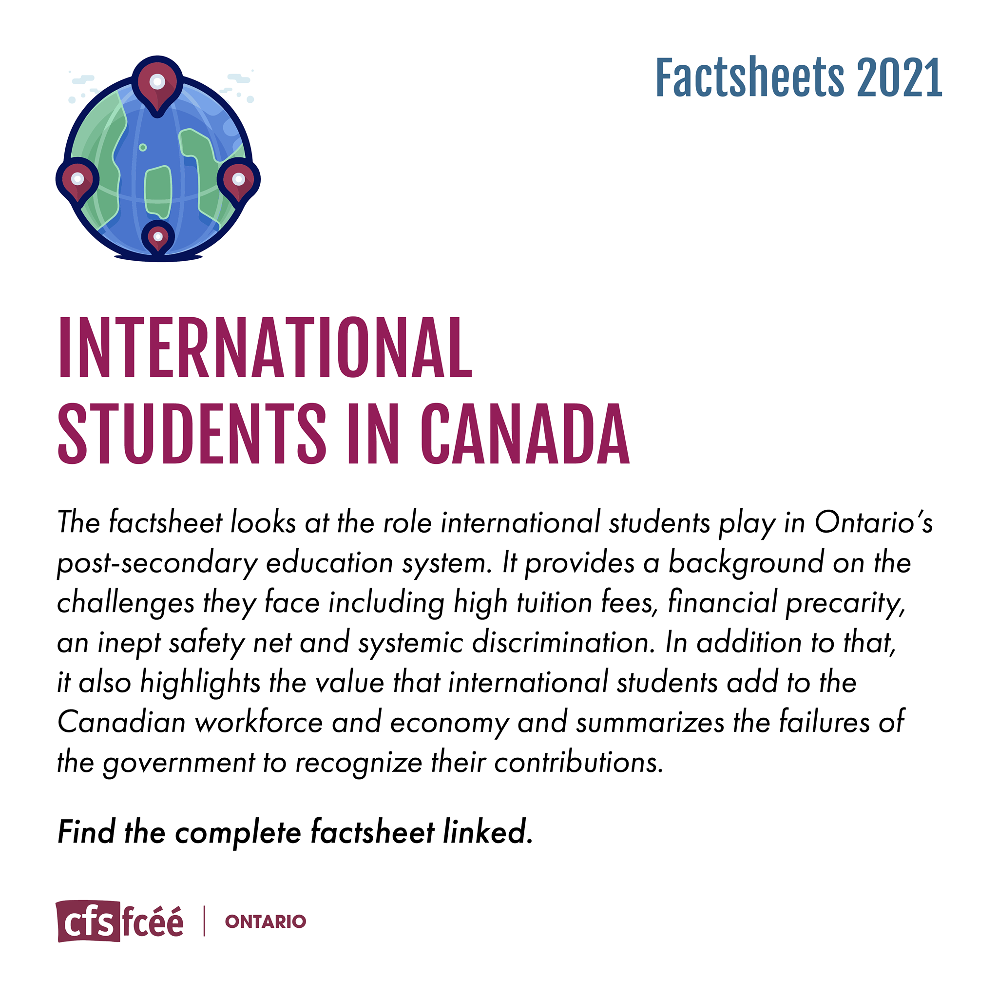 2021 Factsheets are out now!... - CFS Ontario // FCÉÉ Ontario | Facebook
