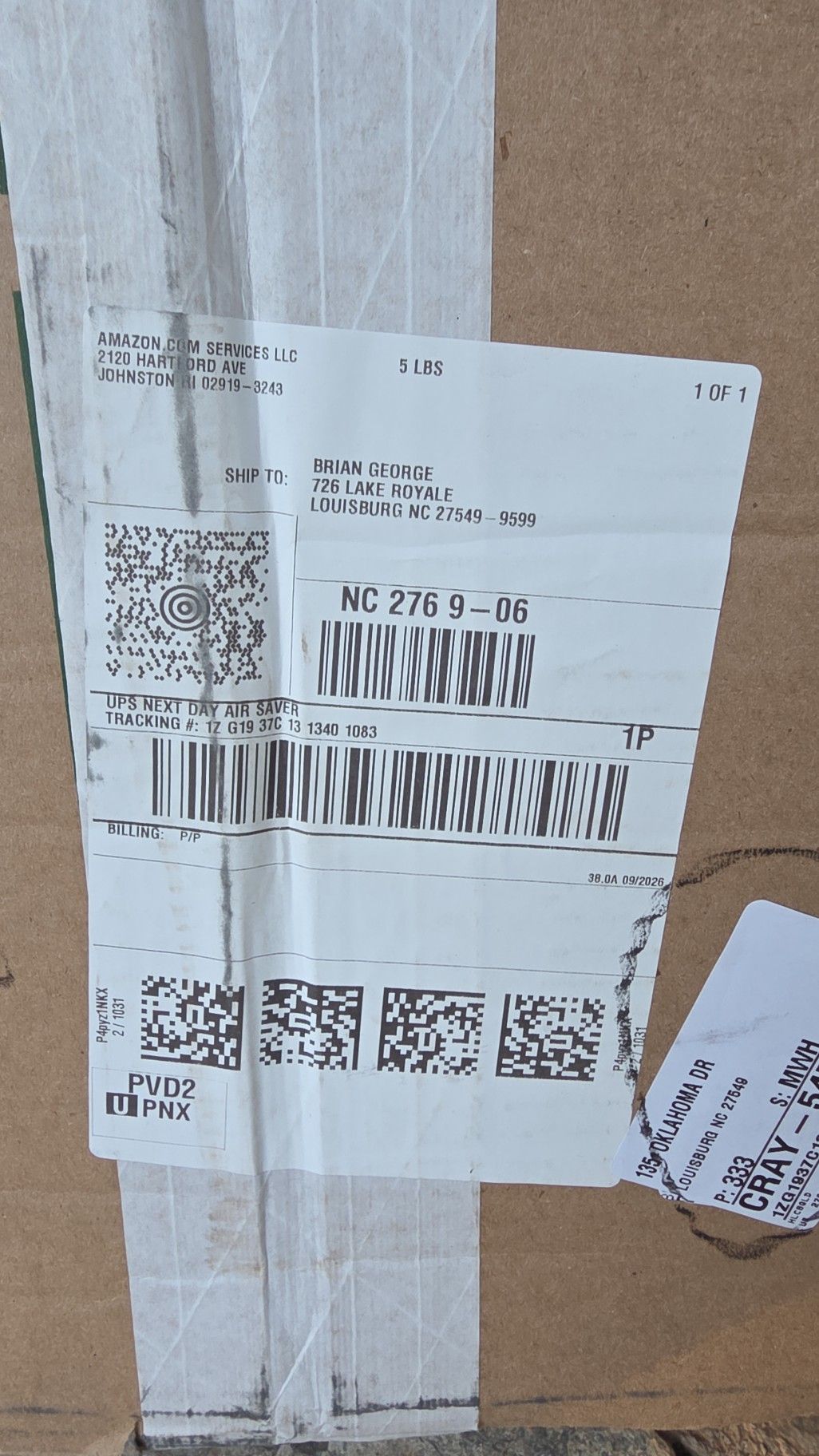 海外チケットラベル レア(39) Package left at 135 Oklahoma for Brian George