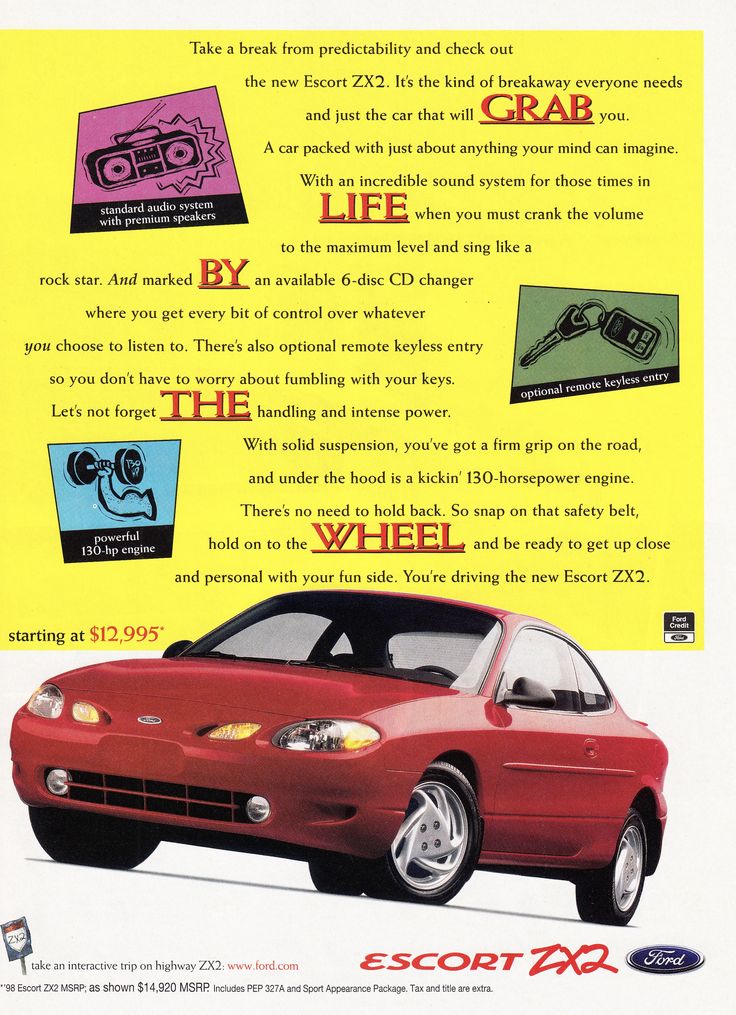 1998 FORD ESCORT ZX2 US AD