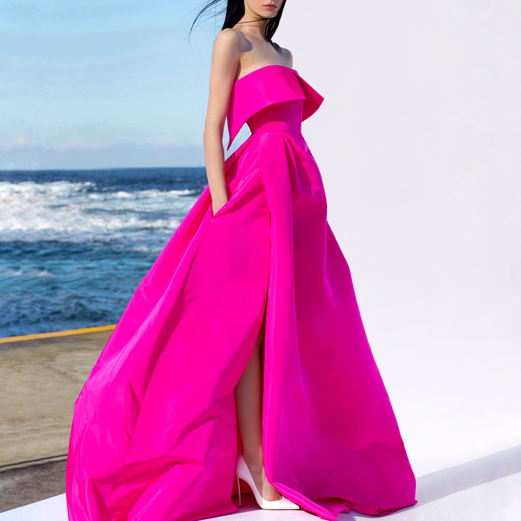 alex perry hot pink dress Back to the fuchsia in Perry! Preorder couture-crafted neon gowns with voluminous slit skirts today moda.cm/AlexPerryR19 Dark Forest