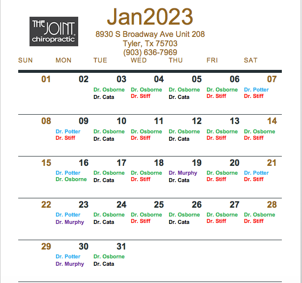 Here is the doctor schedule for... - The Joint Chiropractic | Facebook