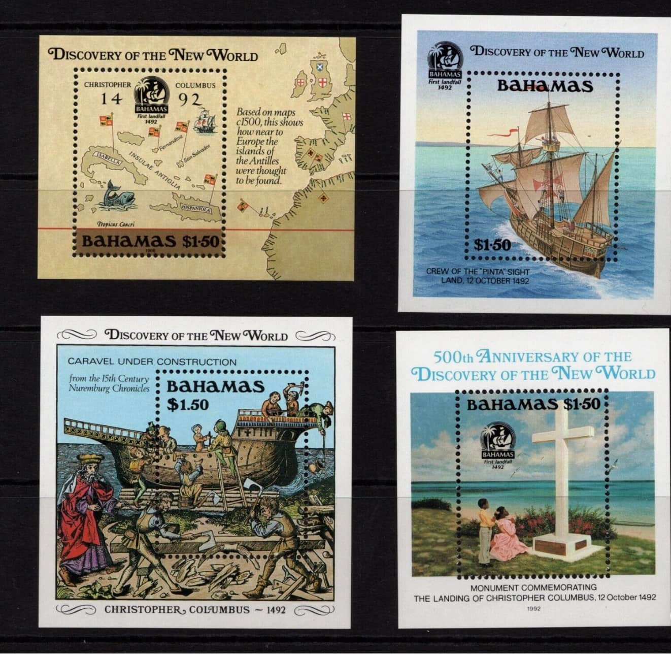 Bahamas Bloc 60 – Découverte Amérique 1990, Neuf MNH, édition Complète, Timbre Collectionneur, Prophila