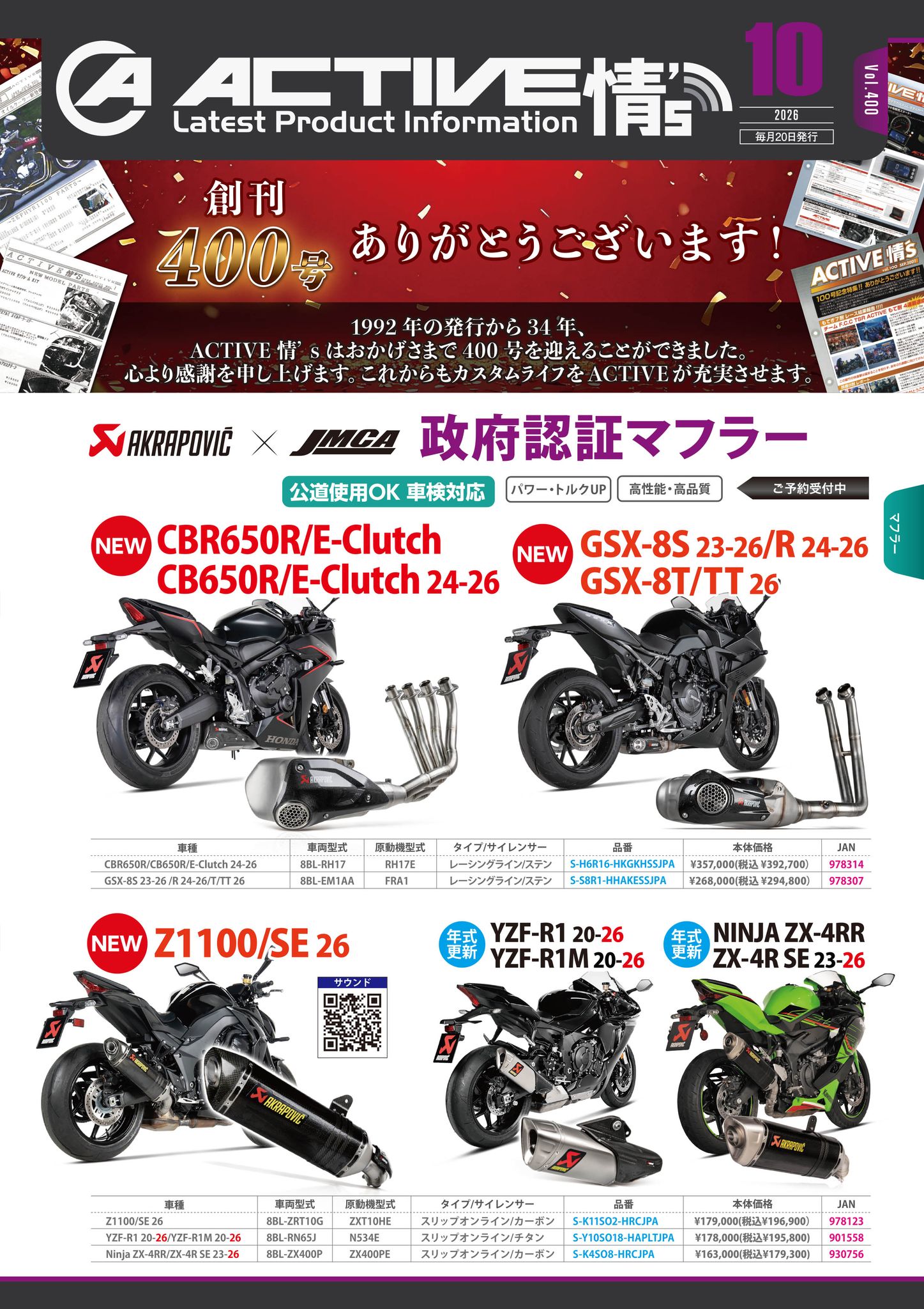 ACTIVE情's vol.400 10月号を公開‼️ 何と今回でJOZは400号