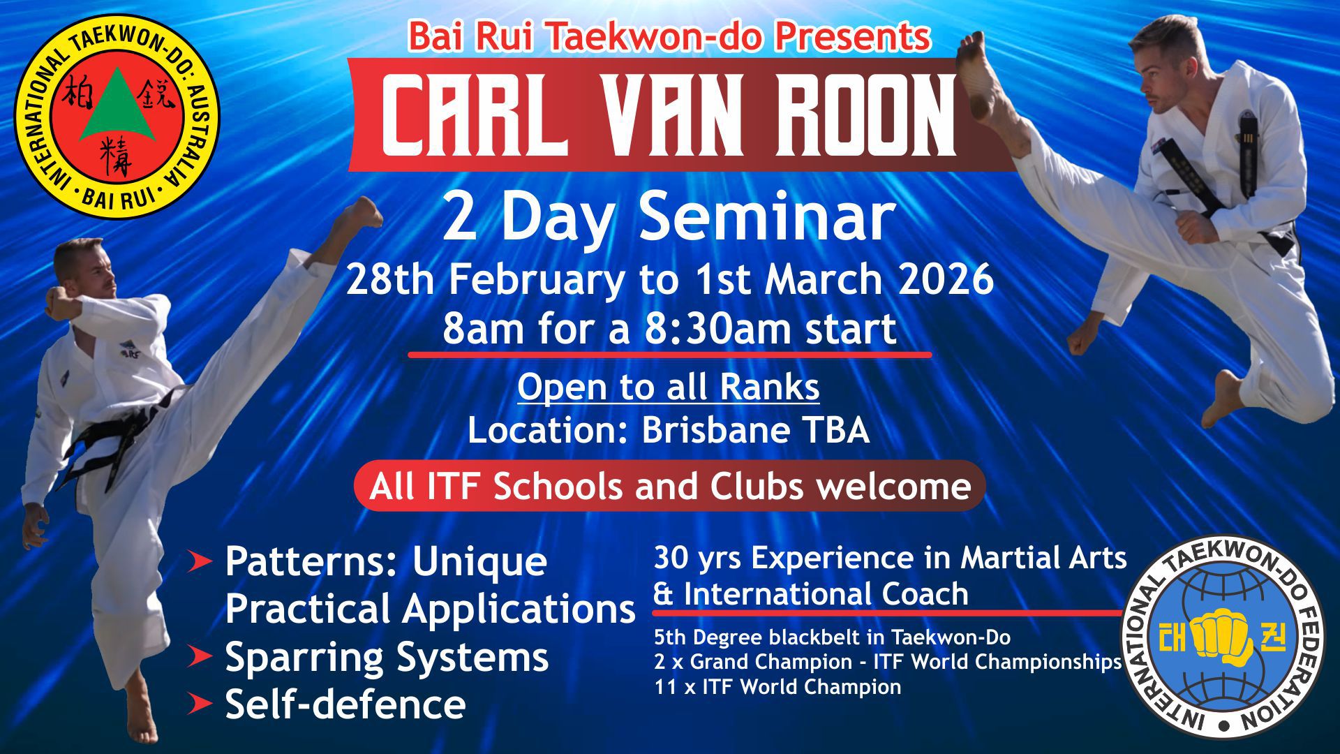Carl Van Roon 27th Feb - 1st March 2026 : Brisbane