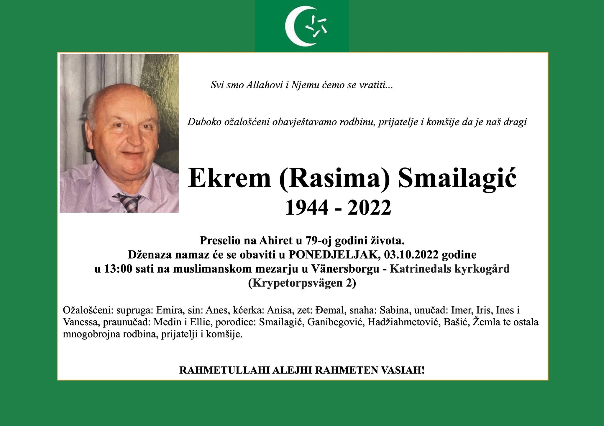 “Svi smo Allahovi i Njemu se... - Džemat Trollhättan | Facebook
