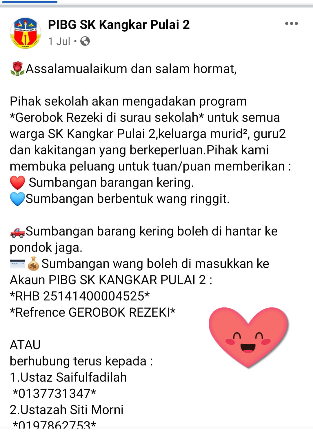 PIBG SK Kangkar Pulai 2 - Ulang siar. Semoga bermanfaat.  Facebook