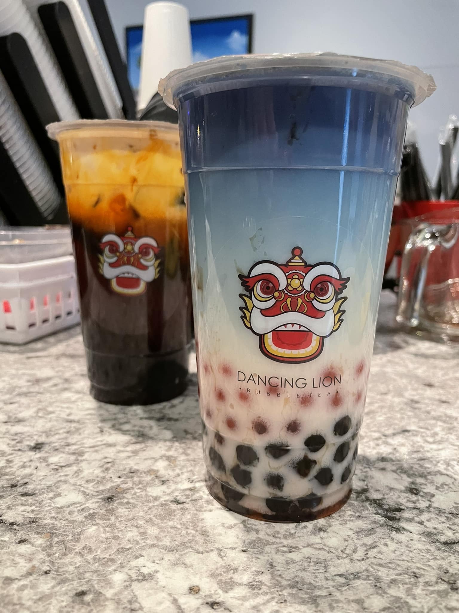 Dancing - Thai iced tea x coconut butterfly pea tea. 🦁🧋# ...