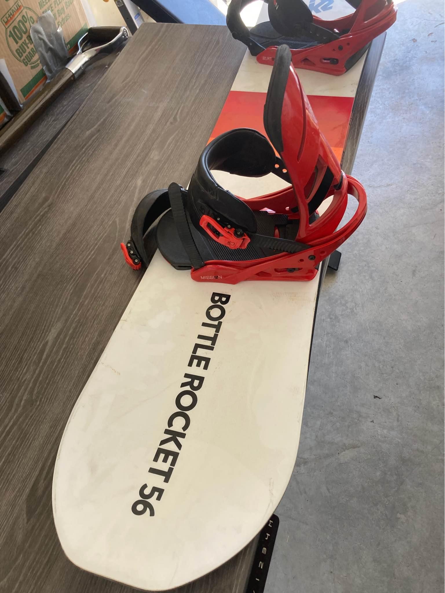 Used) K2 bottle rocket 56 snowboard complete with Burton Mission 