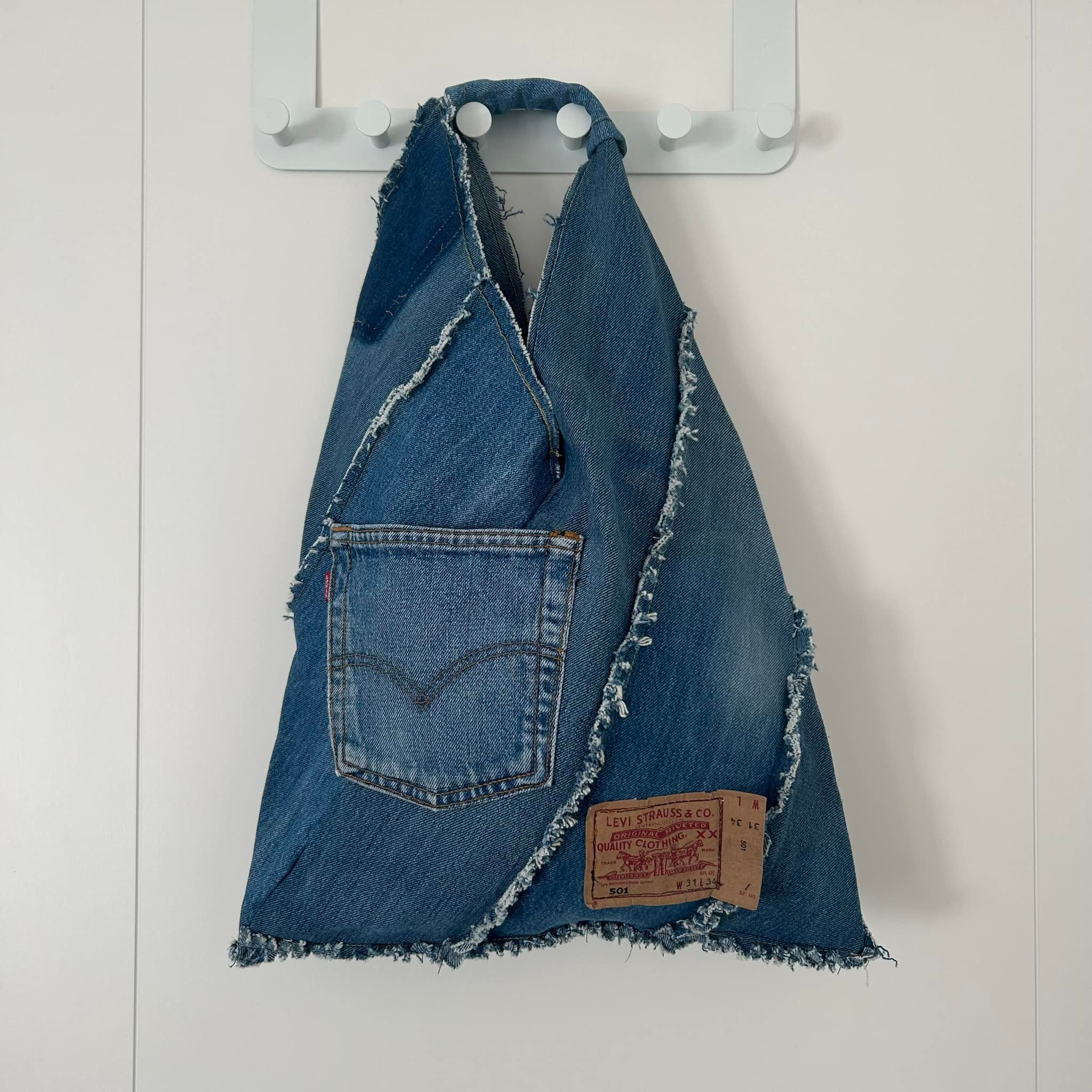 Upcycled origami bags from old jeans ARCHIVE SKINNY DENIM ORIGAMI