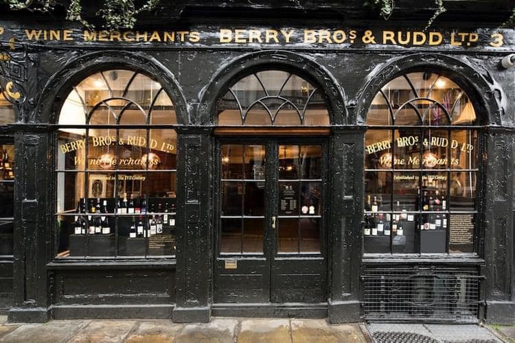 Berry Bros and Rudd wine shop in St James' London