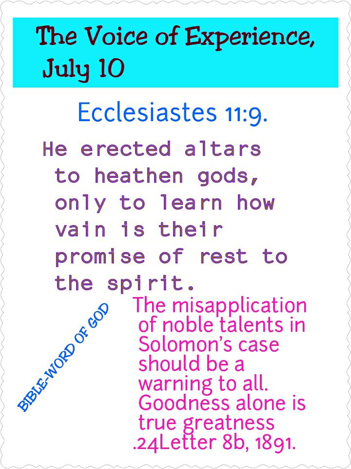The Voice of Experience, July 10... - BIBLE -WORD of GOD | Facebook