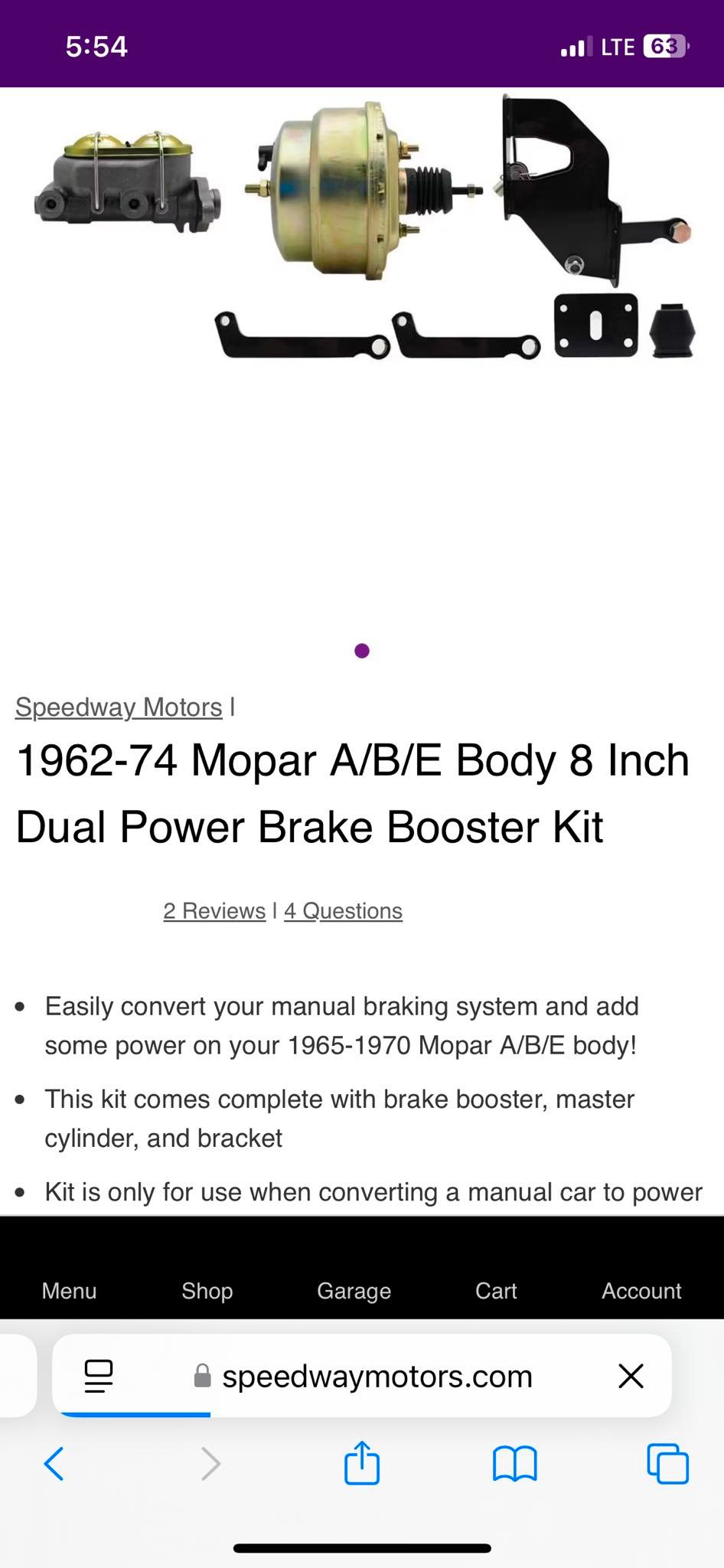 ダッヂ　ダッヂ　モーパー　ブースター Brake booster for 1973 Dodge Challenger and other Mopar vehicles