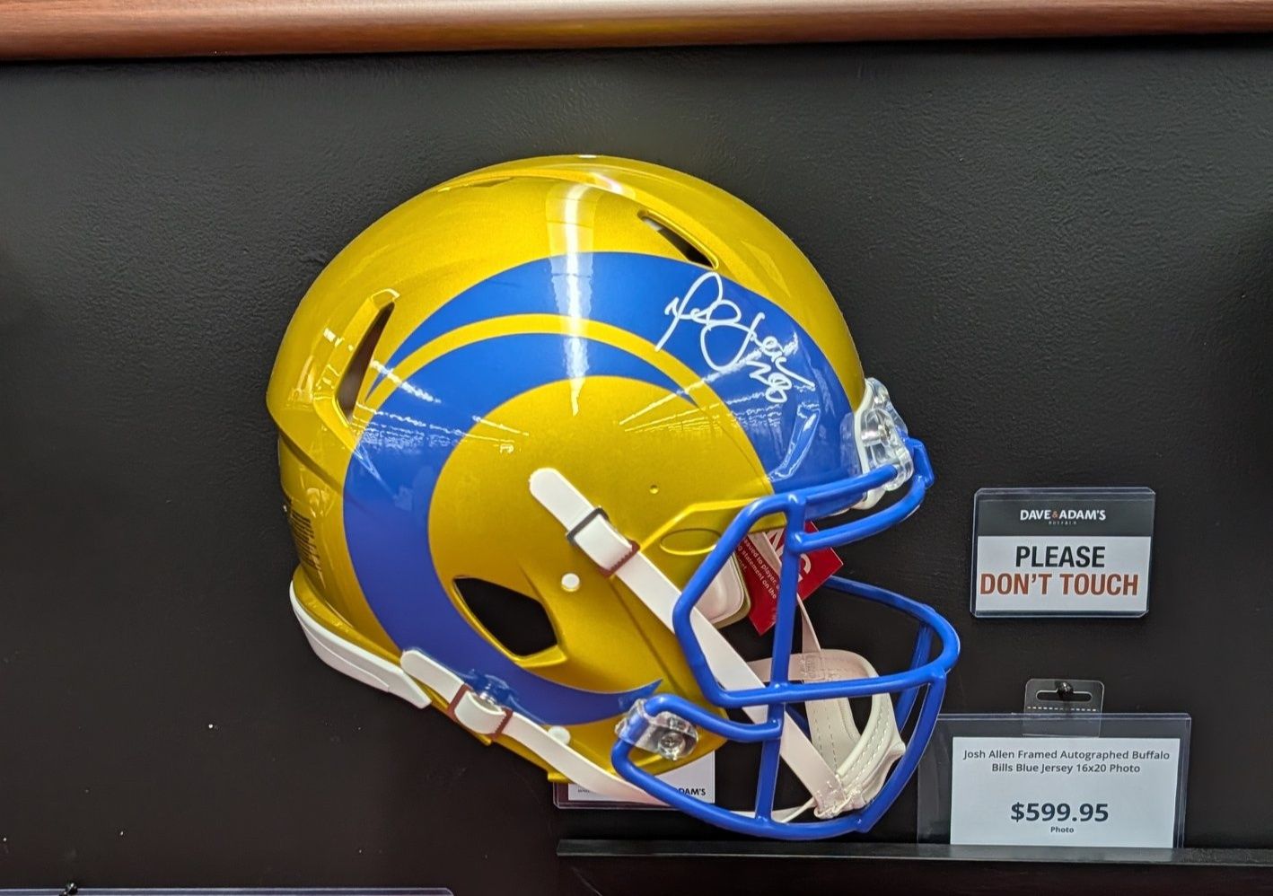 blue and yellow football helmet It's Game Day It is not to be used for play Los Angeles Rams Replica Speed