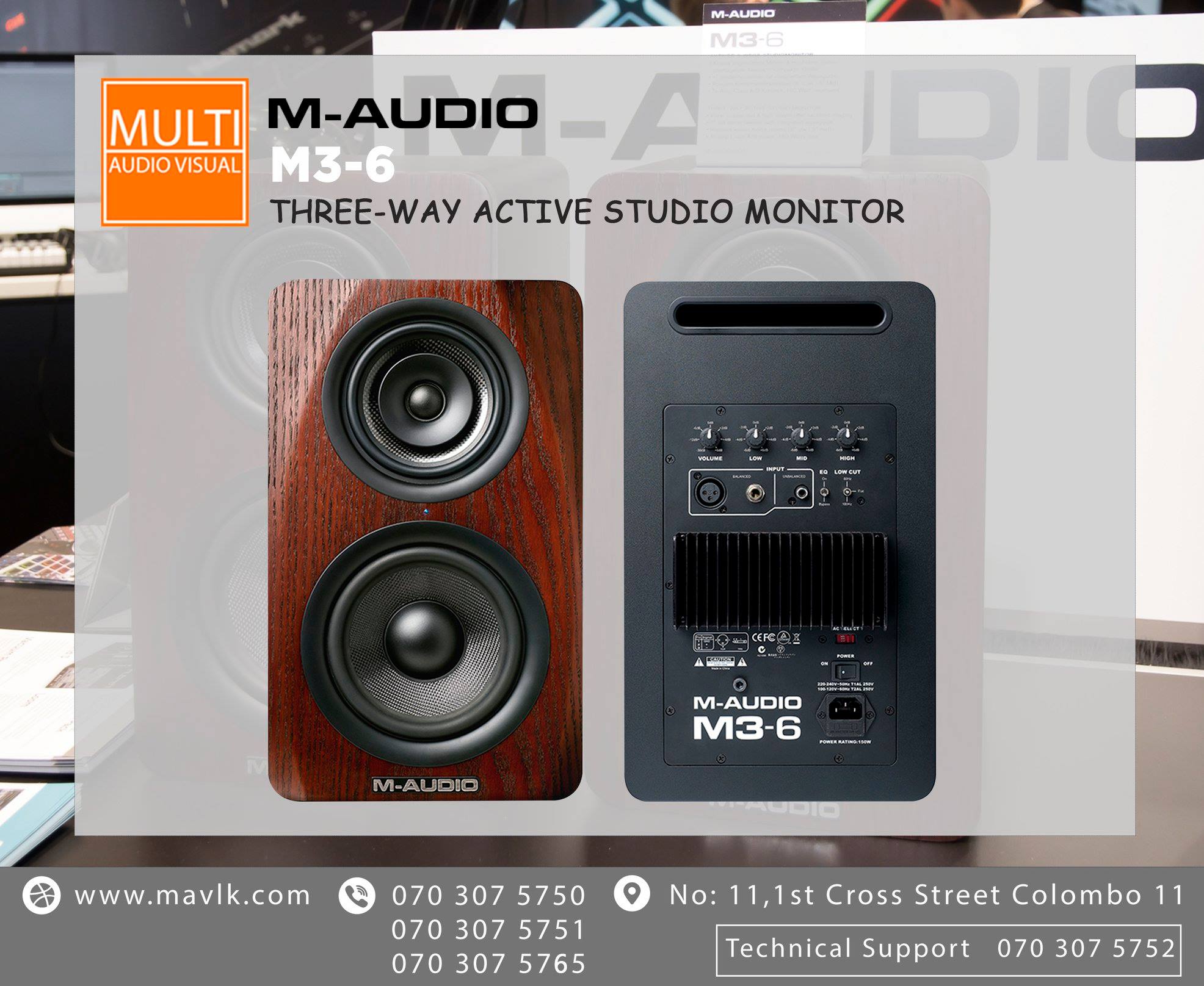 M AUDIO M3-6 Three-Way Active Studio Monitor MULTI AUDIO VISUAL