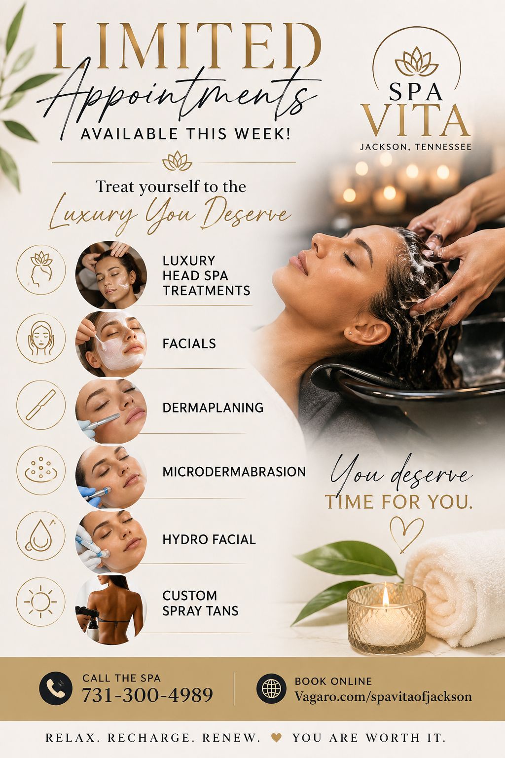 Book luxury spa treatments at Spa Vita in Jackson, Tennessee