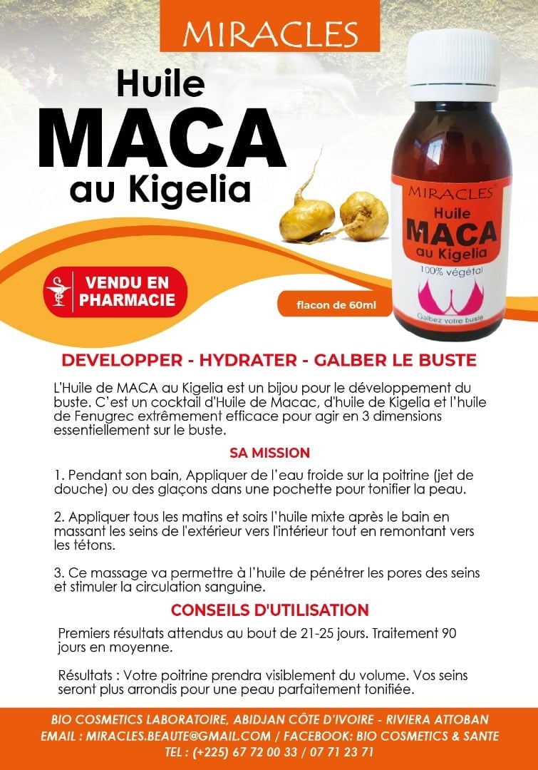 Huile Kigelia Maca Pour Rondeurs - 100% Naturelle, 100 Ml, à Base De Maca Et Pueraria Mirifica