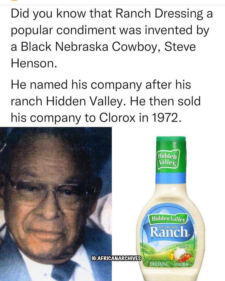 was ranch dressing invented by a black man Did you know that salad first developed Steve Henson MAN🤔 Size:XL (16- 18) grade_d Monkey Funny Meme Cool