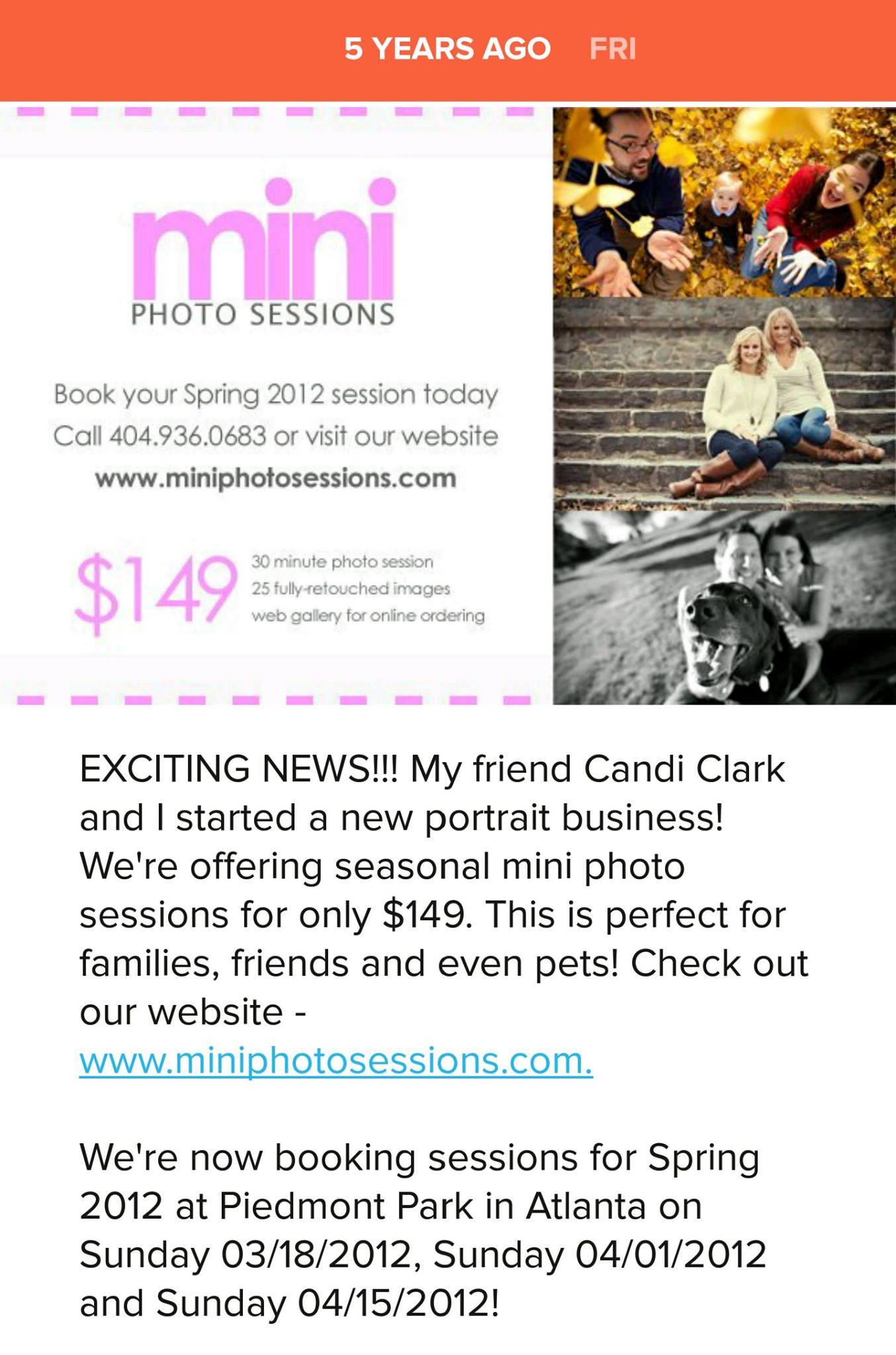 Mini Photo Sessions - 5 years ago Mini Photo Sessions was born! To ...