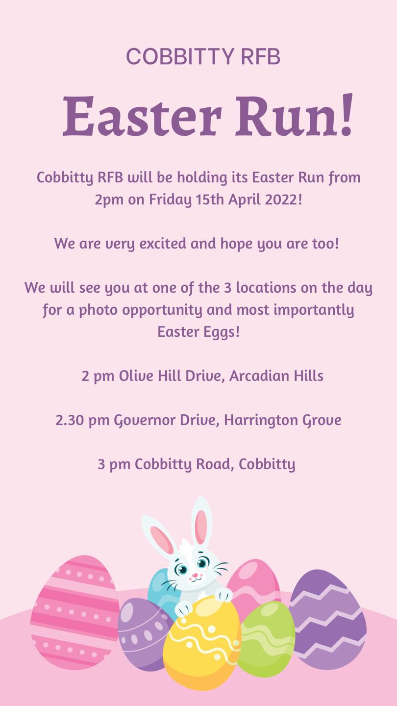 🐰🍫🐣The Easter bunny is coming... - NSW RFS - Cobbitty Brigade | Facebook