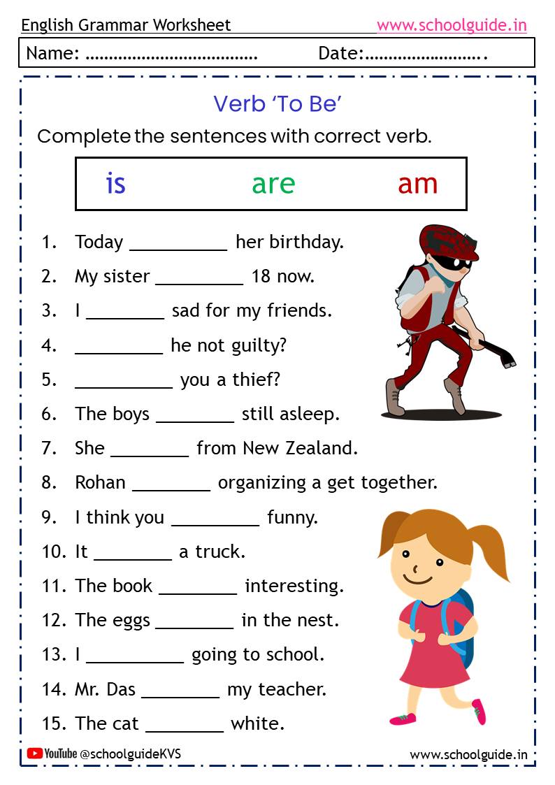 Verb 'to be' IS ARE AM Worksheets |... - Worksheets for Kids