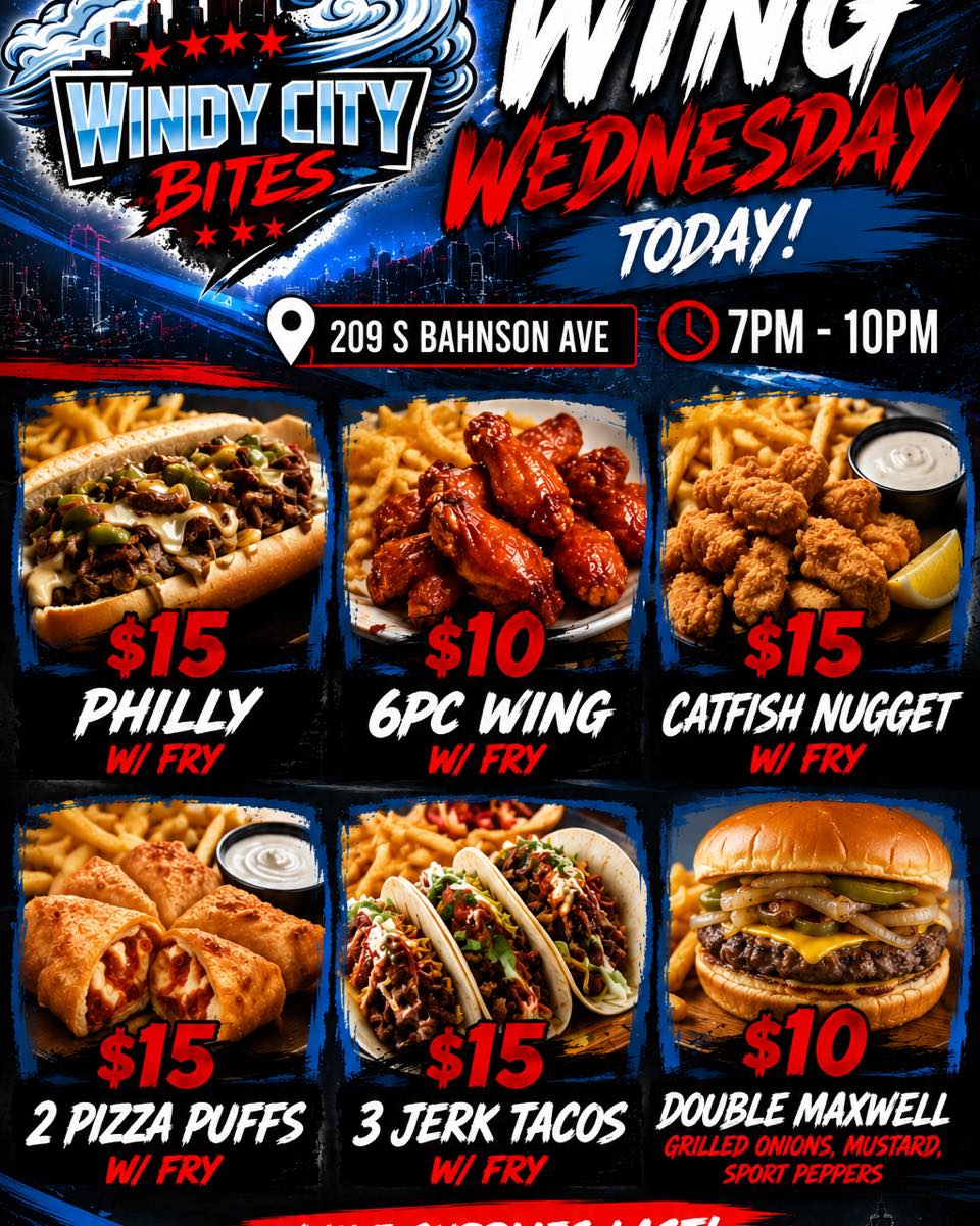 Chicago whole wings will be here this Friday starting at 12:00pm