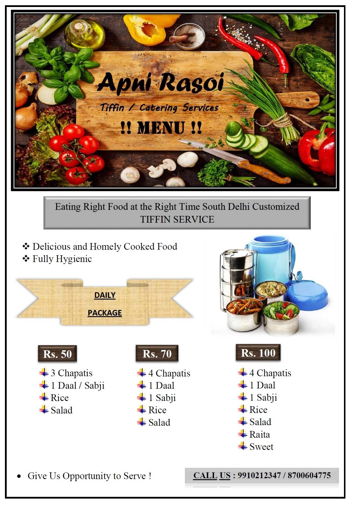 APNI RASOI Tiffin / Catering Services | Delhi