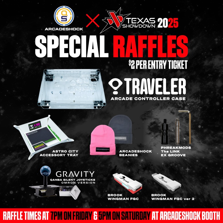 ArcadeShock - RAFFLES x 2 at our Texas Showdown 2025 Booth... | Facebook