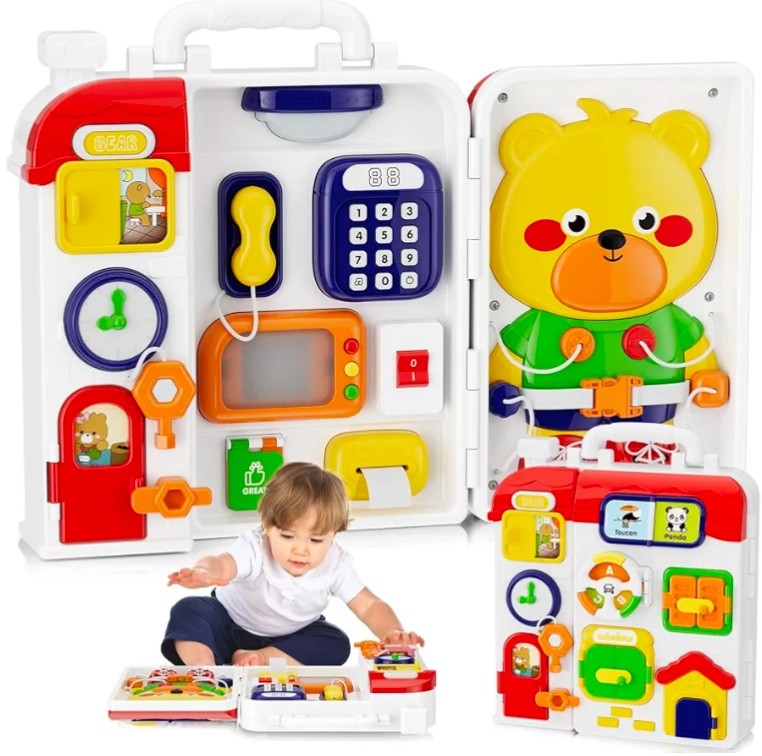 Busy Board Montessori 10 En 1 Inglés – Juguete Sensorial De Granja, Para Niños 2-4 Años, Regalo Educativo