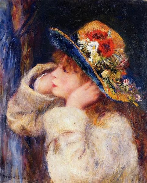 Pierre-Auguste Renoir Young Girl in a Hat Decorated with
