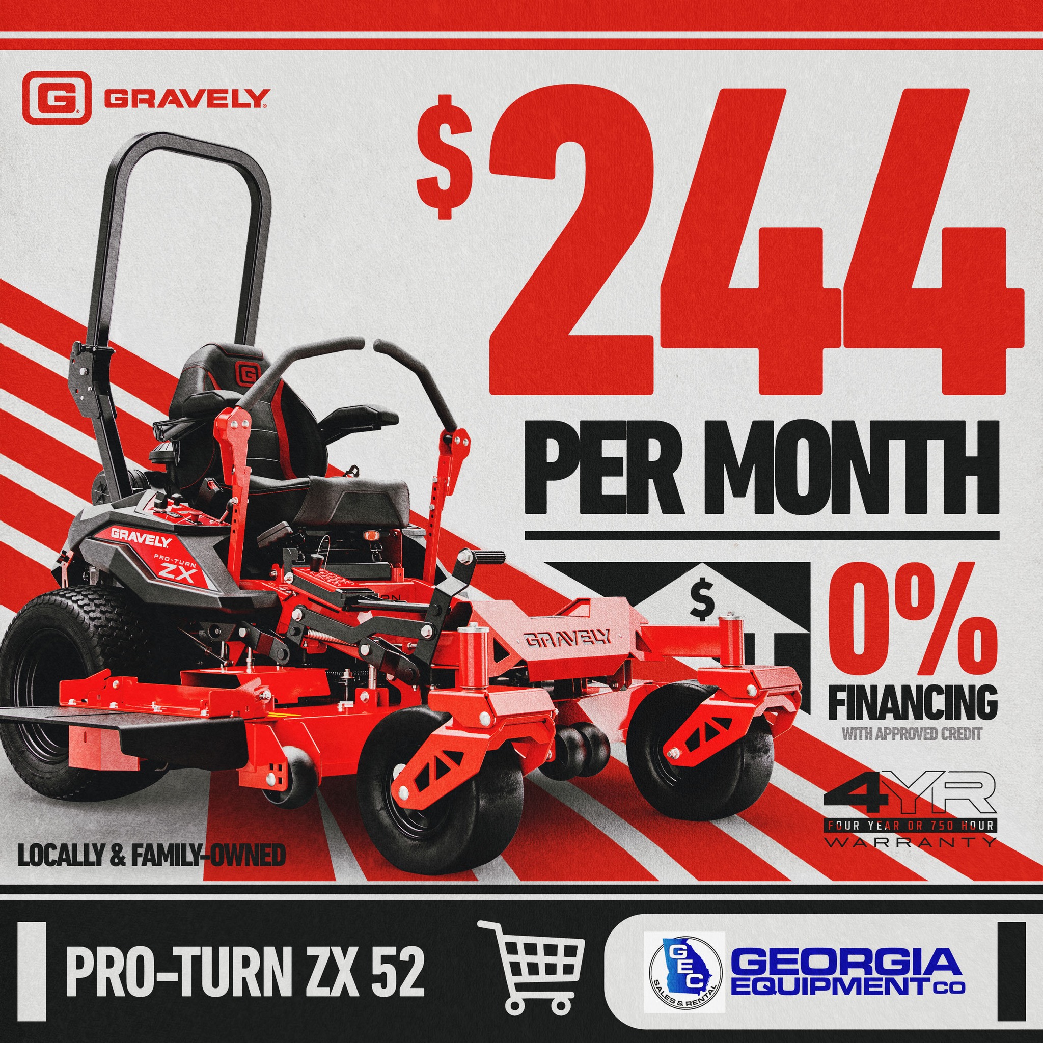 Gravely zero-turn mower sale in Statesboro, GA with 0% financing