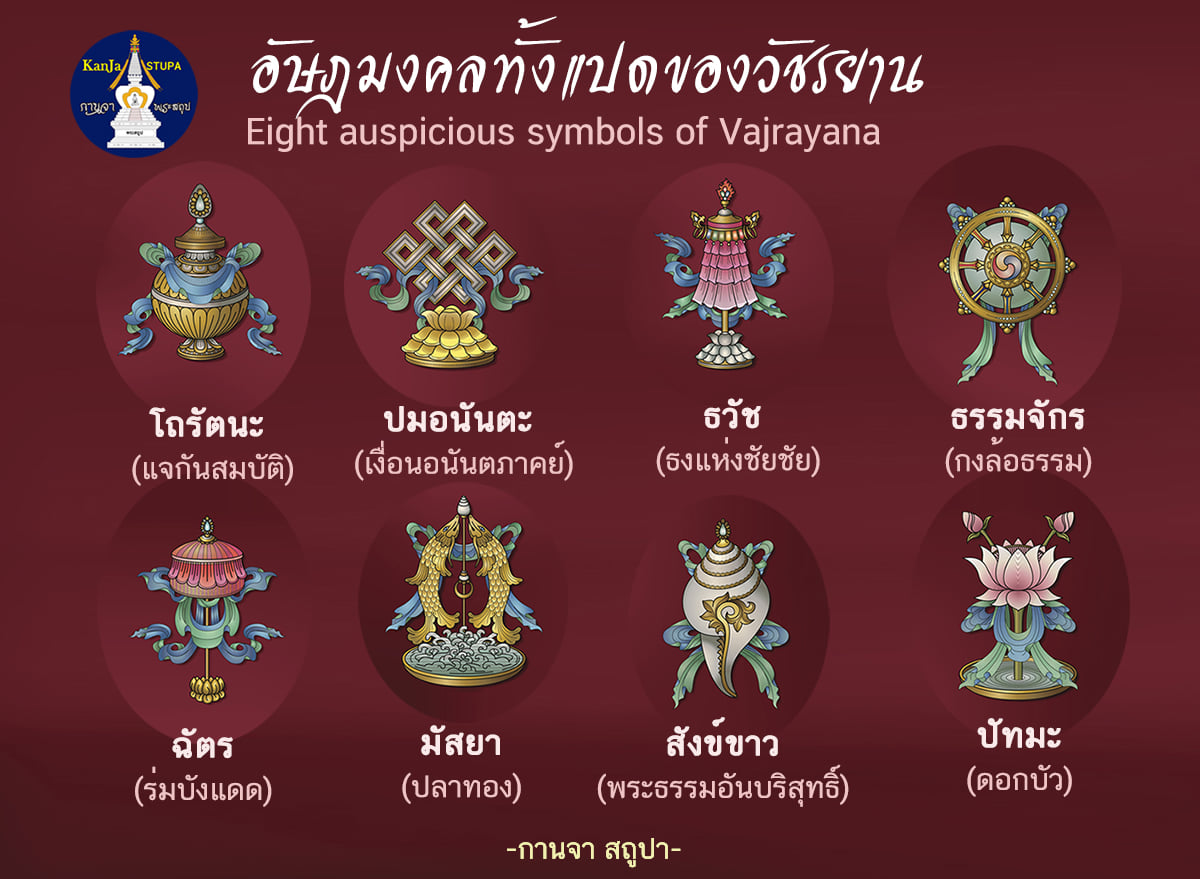 Stupa - ⚜️อัษฎมงคลทั้งแปดของวัชรยาน Eight auspicious symbols of ...