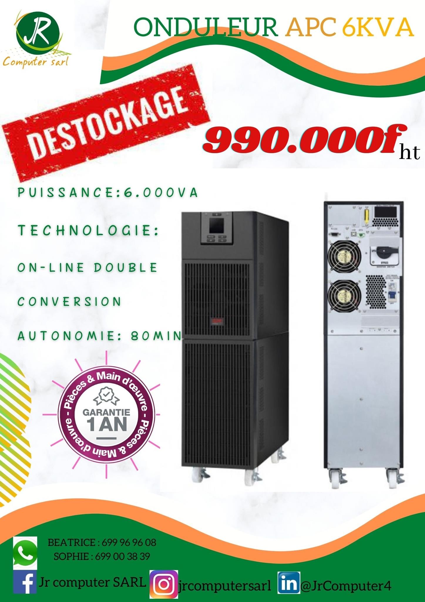 Jr - notre onduleur APC 6kva vous garantit la fourniture d'un courant ...