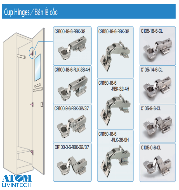 ATOM - BẢN LỀ CỐC (CUP HINGES) ⚡Chất liệu: Thép không gỉ. ⚡Có nhiều ...