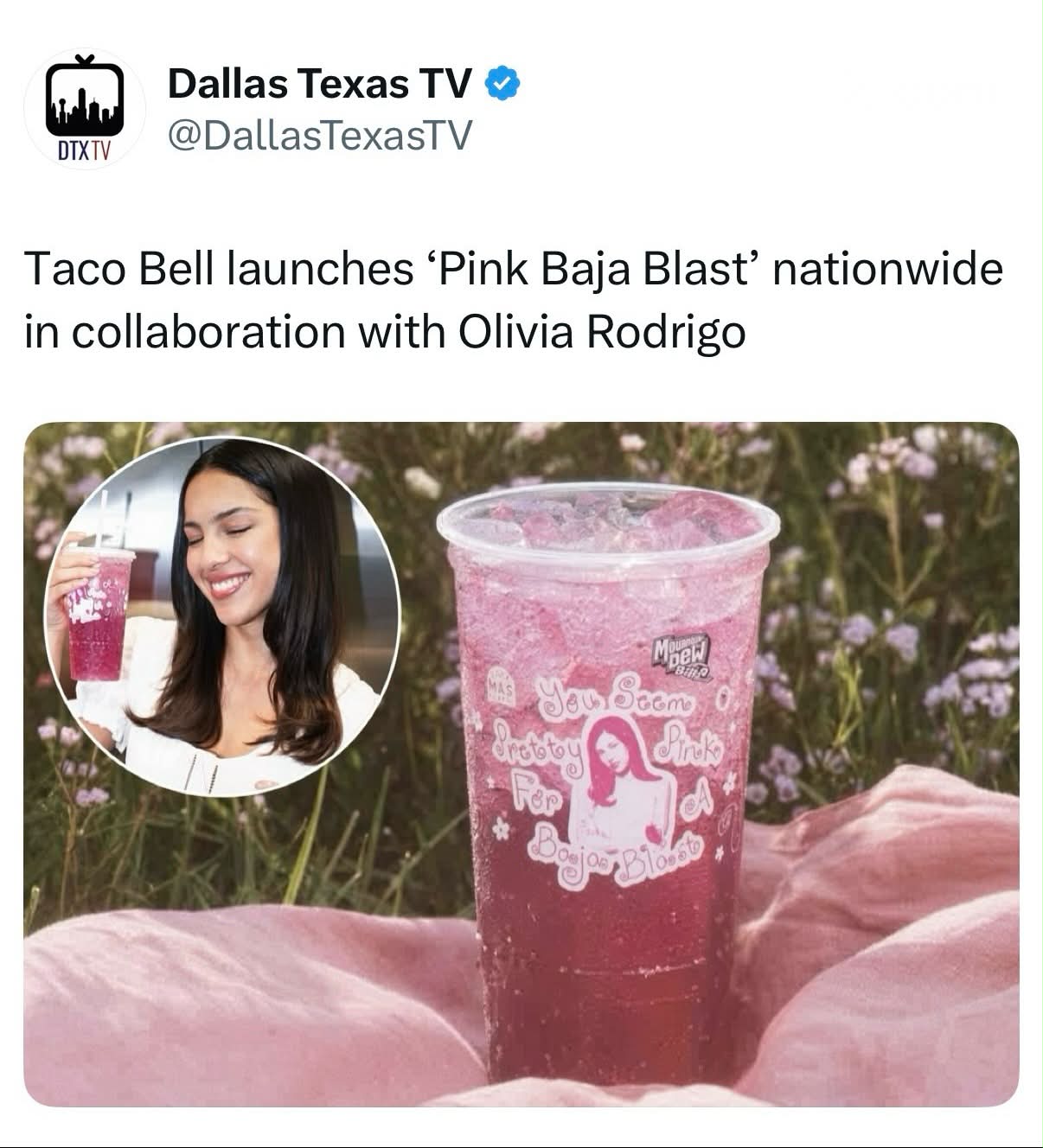 恐体士 TYPE: WARNING (BAJA BLAST) Taco Bell teams up with Olivia Rodrigo to launch the “You Seem