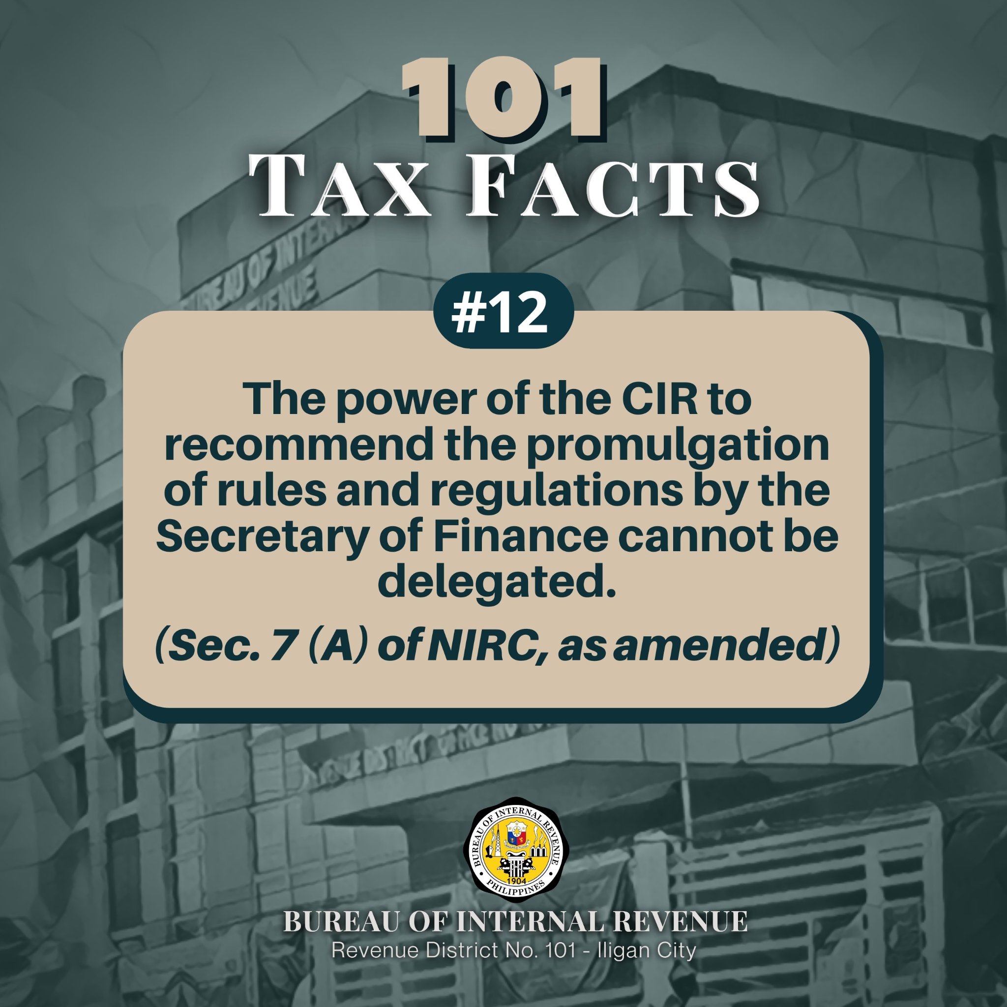 BIR Revenue District Office 101 - Iligan City - 𝟏𝟐 𝐨𝐟 𝟏𝟎𝟏 | TAX FACTS ...