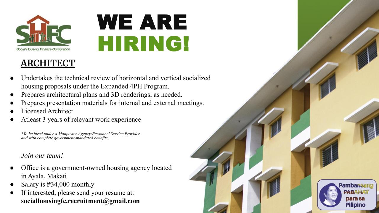 INTERIOR DESIGN/ARCHITECTURE JOBS PHILIPPINES | **Social Housing ...