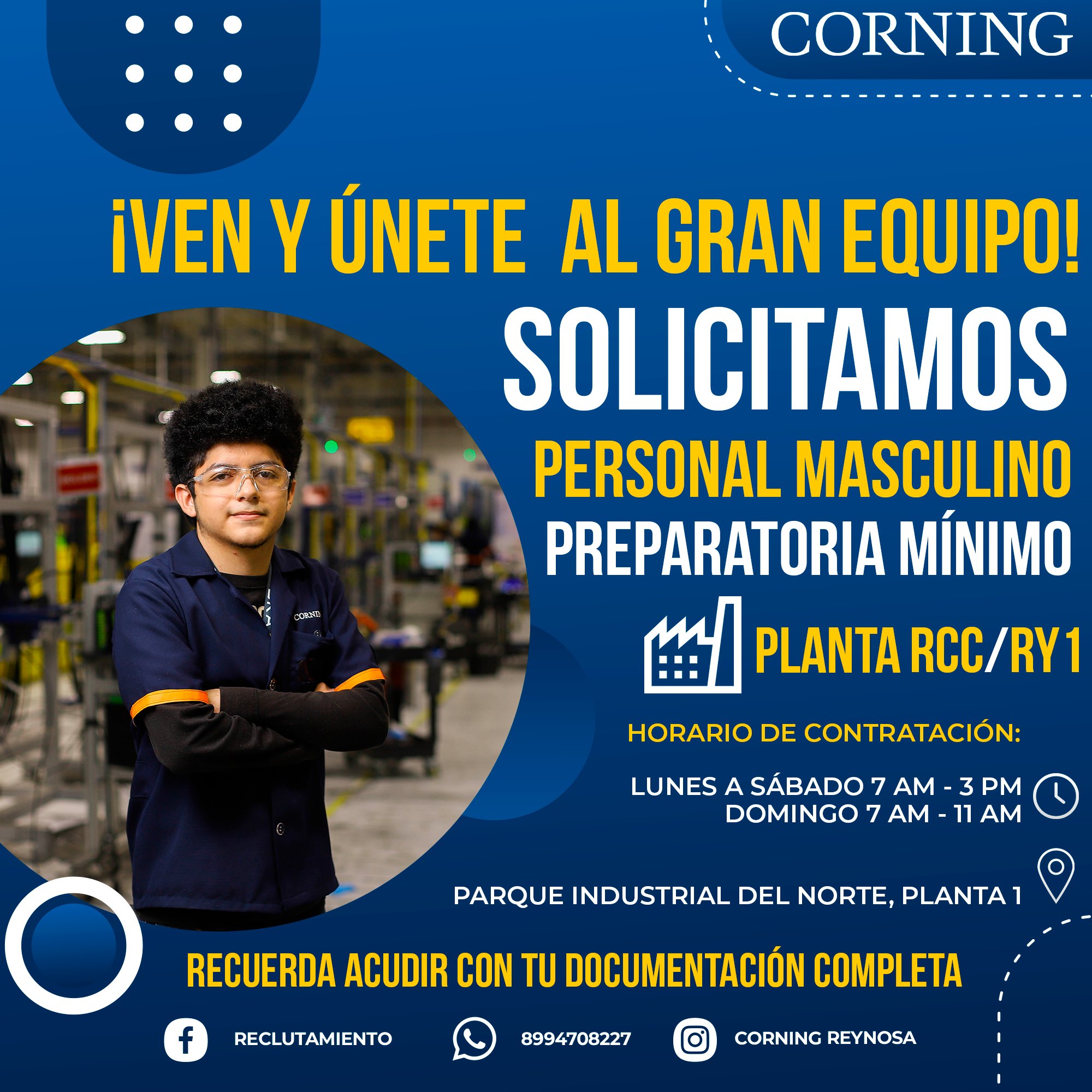 Corning México - ¡TE ESPERAMOS EN PLANTA 1! 👷 Acude con... | Facebook