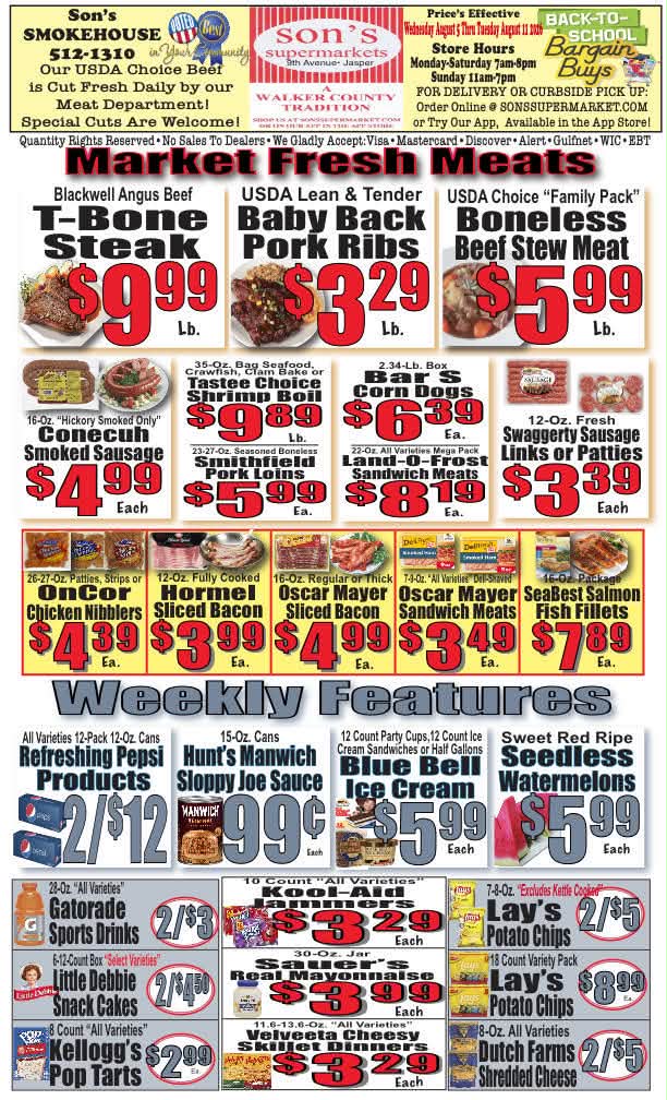 Advertised specials for August 5th till August 11th 2026. Like